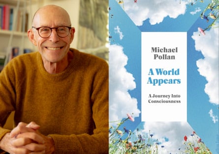 A composite image of Michael Pollan and the cover of his book